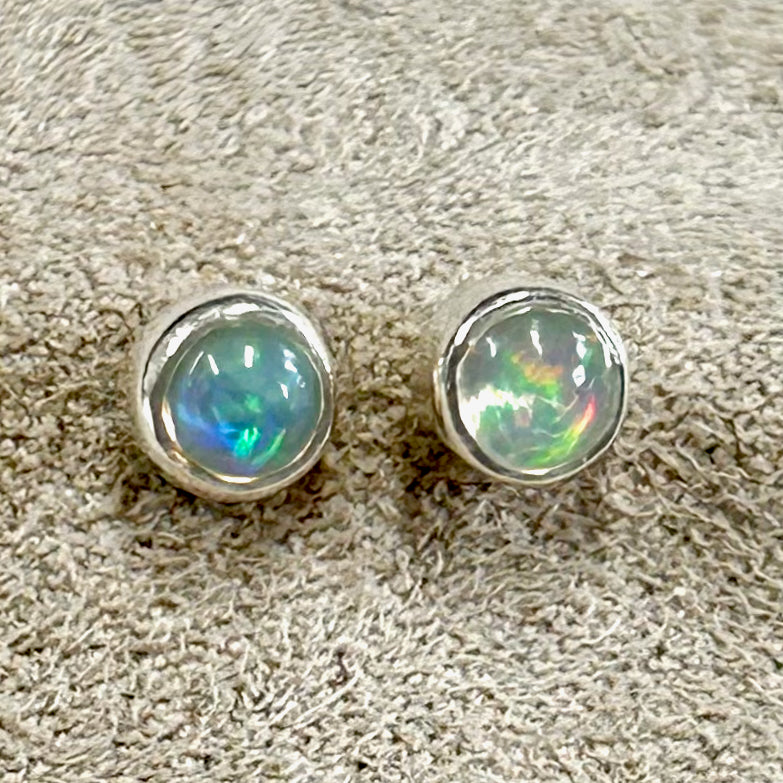 Opal Round Stud Earrings