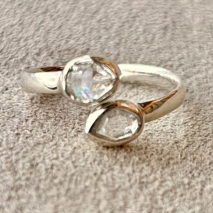 Herkimer Diamond Two Stone Ring (Size 9)