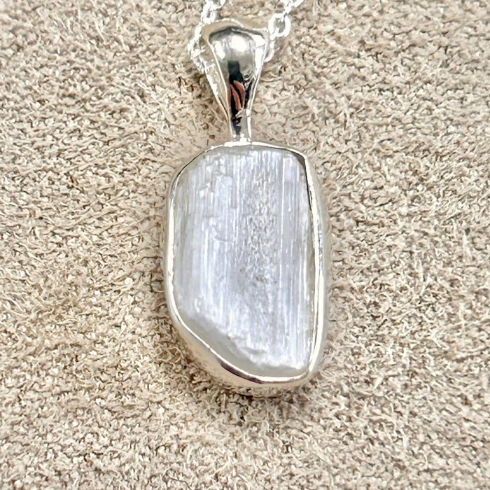 Selenite Pendant with Sterling Silver Chain