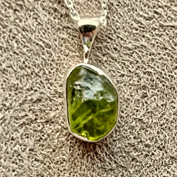 Peridot Pendant and Sterling Silver Chain