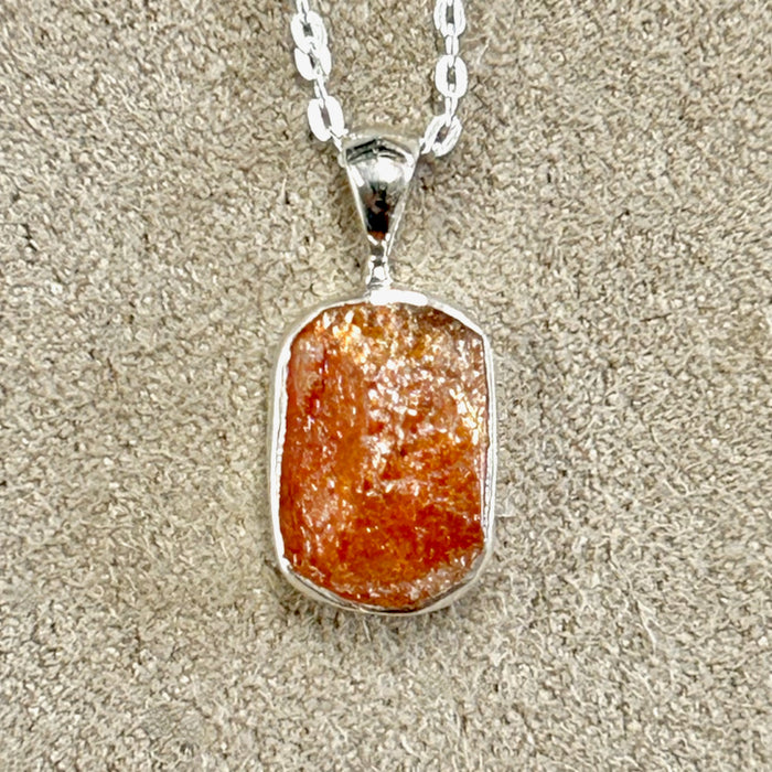 Sunstone Pendant with Sterling Silver Chain