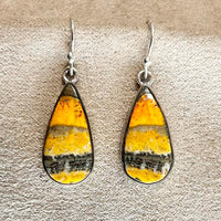 Bumble Bee Jasper and Sterling Silver Dangle Earrings