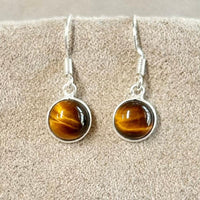 Tiger Eye Round Dangle Earrings