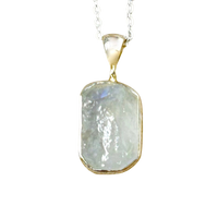 Moonstone (Rainbow) and Sterling Silver Pendant on Chain