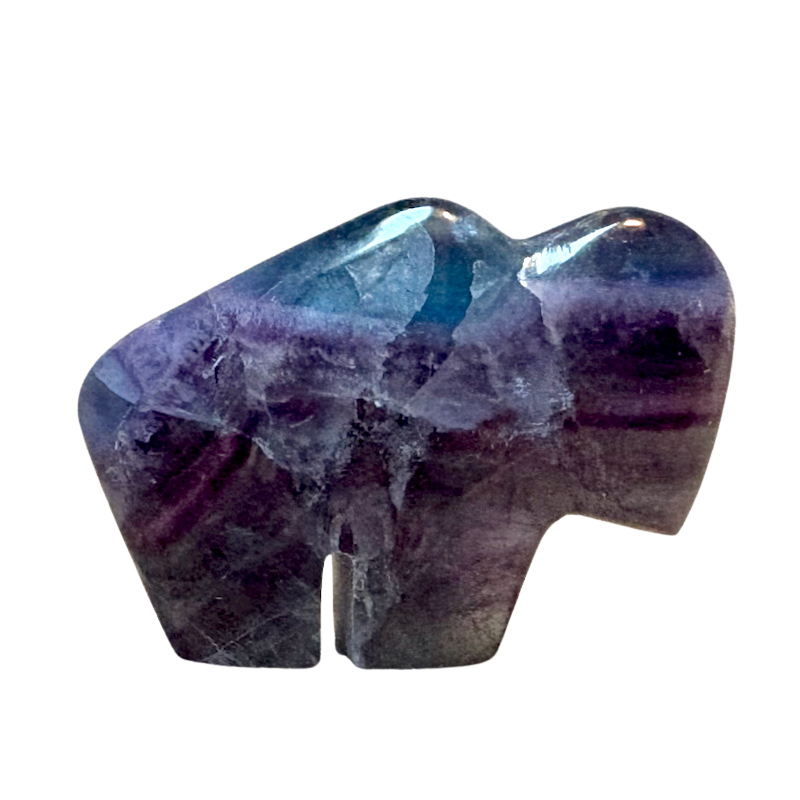 Buffalo Fetish Carving in Fluorite