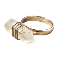 Quartz (Double Terminated Lemurian) Crystal Ring (Size 8)
