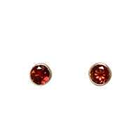 Garnet  Round Faceted Post Earrings