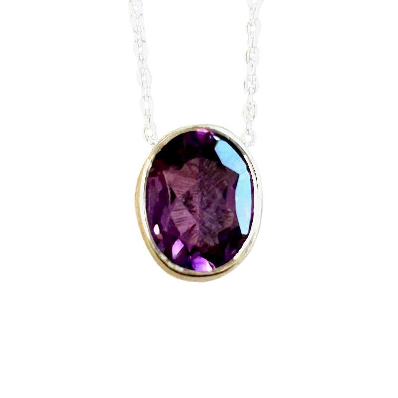 Amethyst in Sterling Silver Necklace