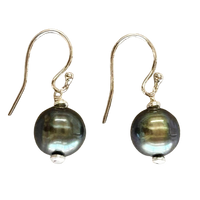 Pearl (Black) and Sterling Silver Dangle Earrings