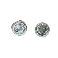 Topaz (White) Faceted Bezel Post Earrings