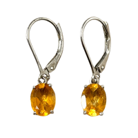 Topaz (Yellow) and Sterling Silver Dangle Earrings