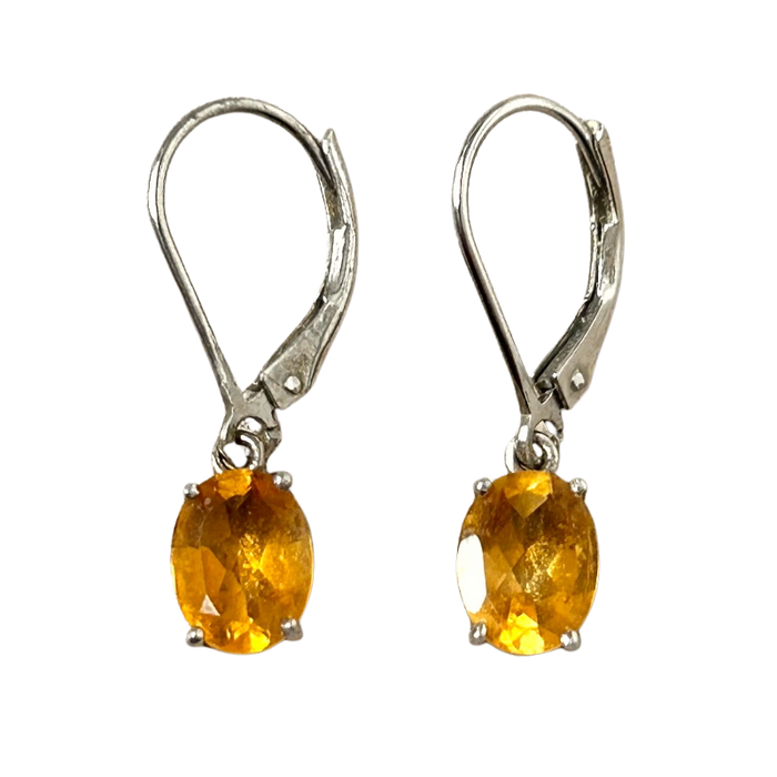 Topaz (Yellow) and Sterling Silver Dangle Earrings