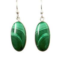 Malachite and Sterling Silver Dangle Earrings