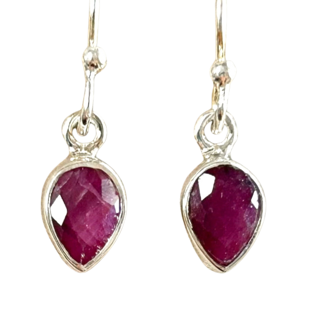 Ruby Faceted Dangle Earrings