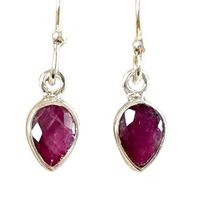 Ruby Faceted Dangle Earrings