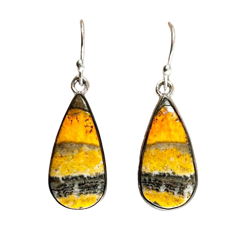 Bumble Bee Jasper and Sterling Silver Dangle Earrings