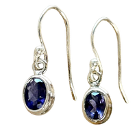 Iolite and Sterling Silver Faceted Dangle Earrings