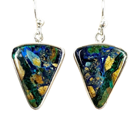 Malachite Azurite and Sterling Silver Earrings