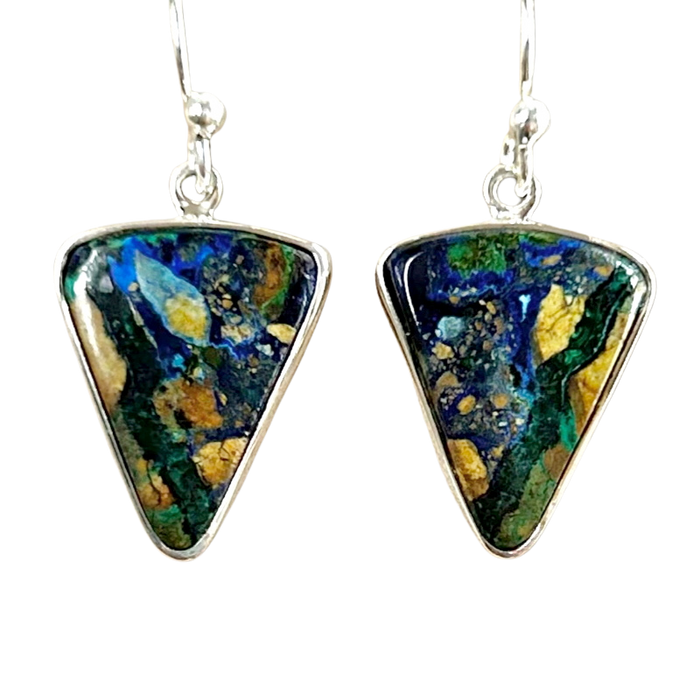 Malachite Azurite and Sterling Silver Earrings