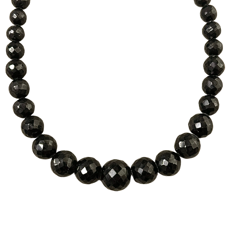 Black Spinel Faceted Bead Necklace