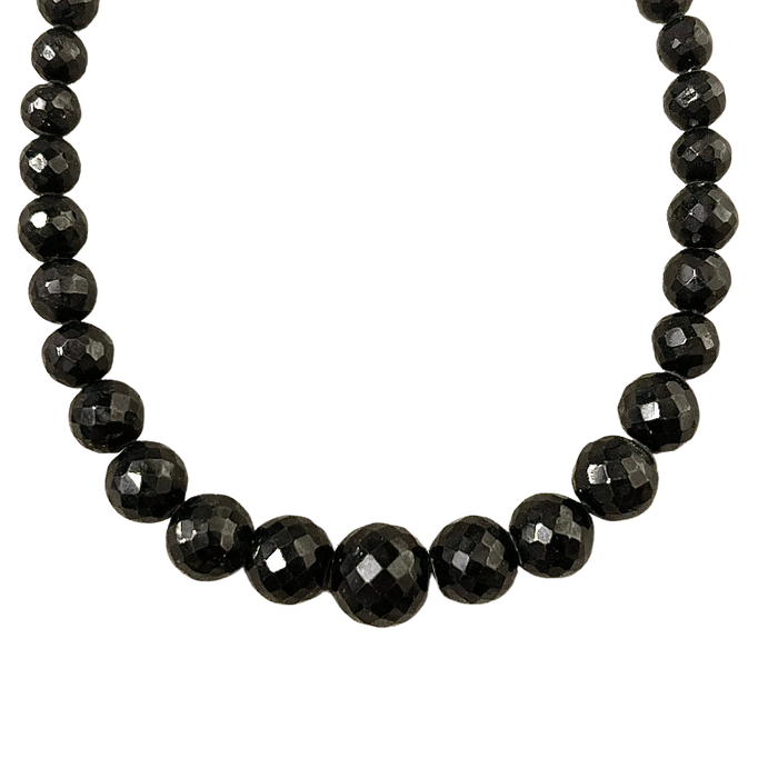 Black Spinel Faceted Bead Necklace