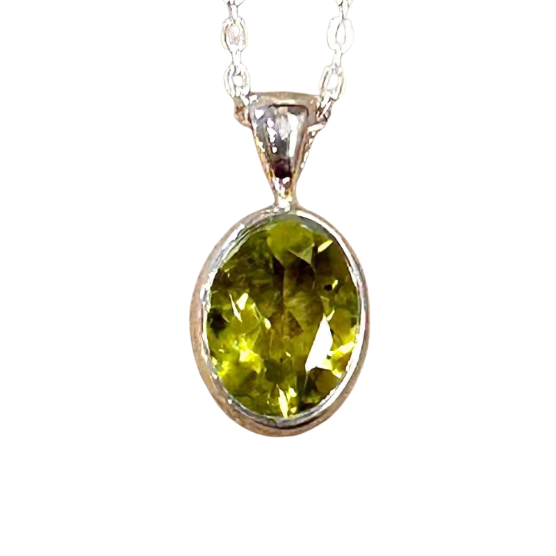 Peridot (Faceted) in Sterling Silver Necklace