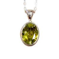 Peridot (Faceted) in Sterling Silver Necklace