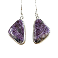 Charoite and Sterling Silver Dangle Earrings