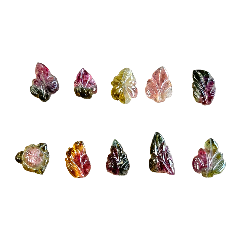 Tourmaline (Watermelon) Carved Leaves