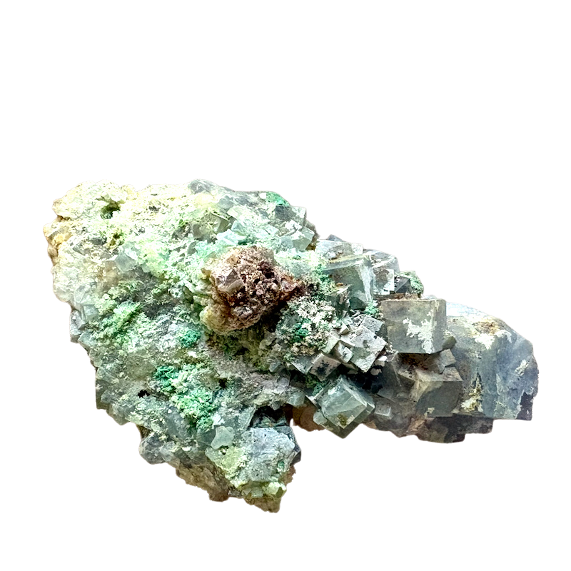 Fluorite with Quartz and Chrysocolla (Blanchard Mine, Socorro Co., New Mexico)