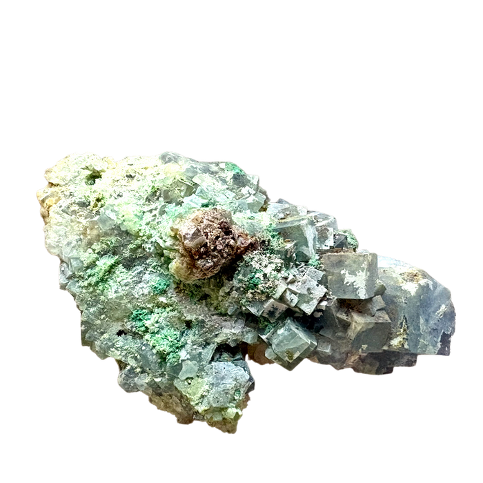 Fluorite with Quartz and Chrysocolla (Blanchard Mine, Socorro Co., New Mexico)