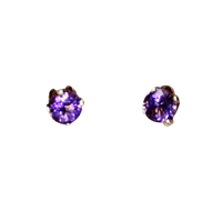 Amethyst Faceted Prong-set Post Earrings