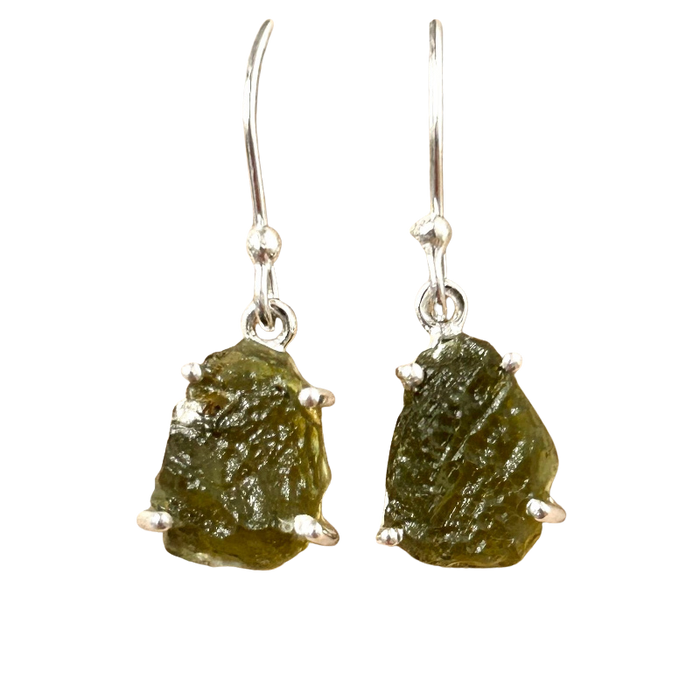 Moldavite (Rough) Dangle Earrings