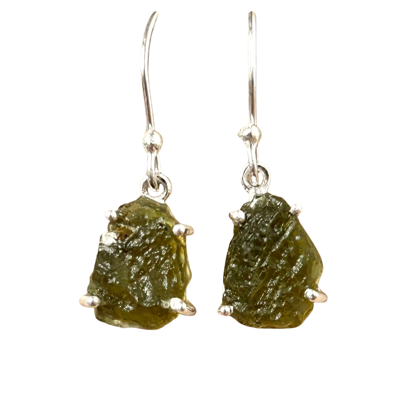 Moldavite (Rough) Dangle Earrings
