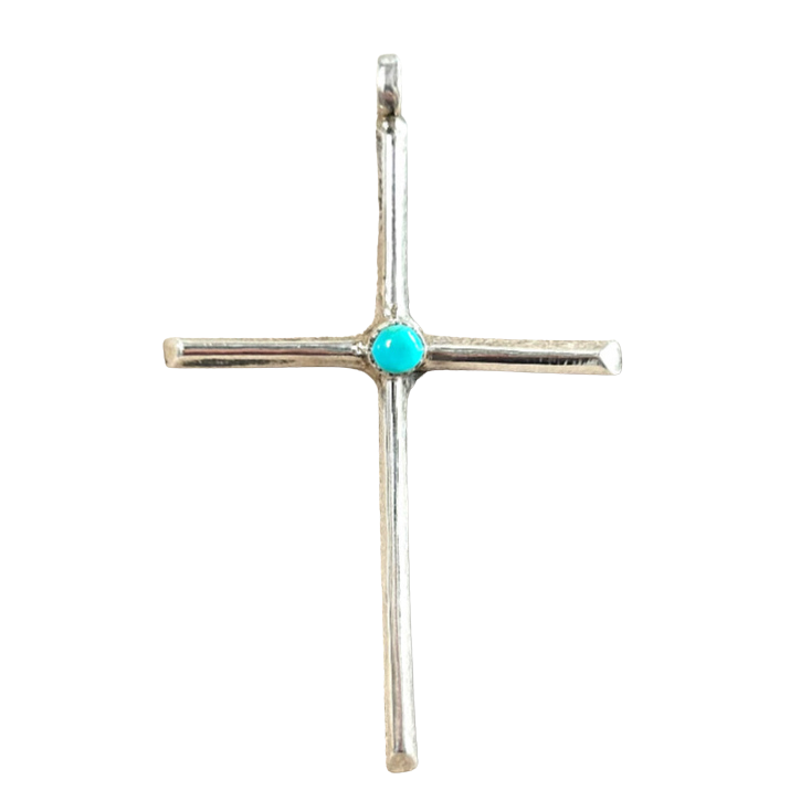 Turquoise and Sterling Silver Cross Pendant