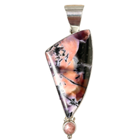 Bertrandite and Rhodochrosite Sterling Silver Pendant
