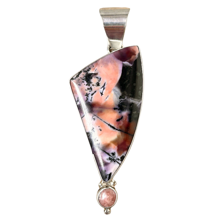Bertrandite and Rhodochrosite Sterling Silver Pendant