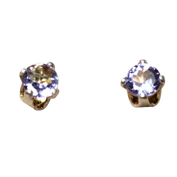Tanzanite Round Faceted Post Earrings
