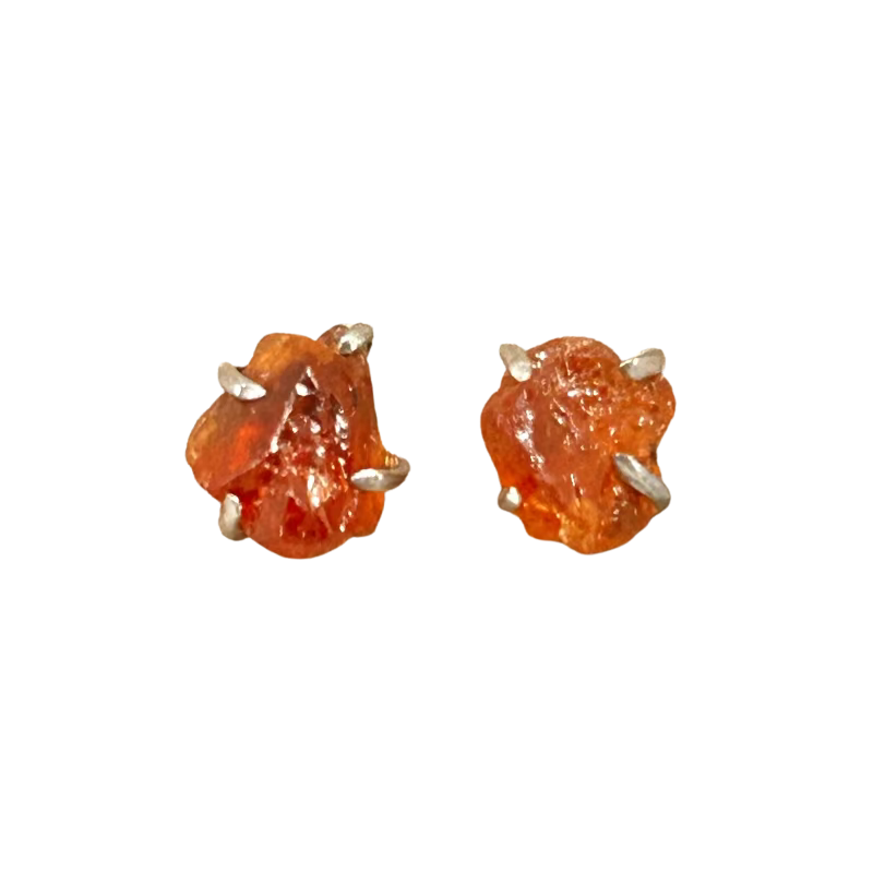 Citrine Rough Prong Post Earrings
