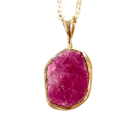 Ruby (Rough) and Sterling Silver Pendant and Chain