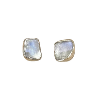 Moonstone (Rainbow) Rough Stud Earrings