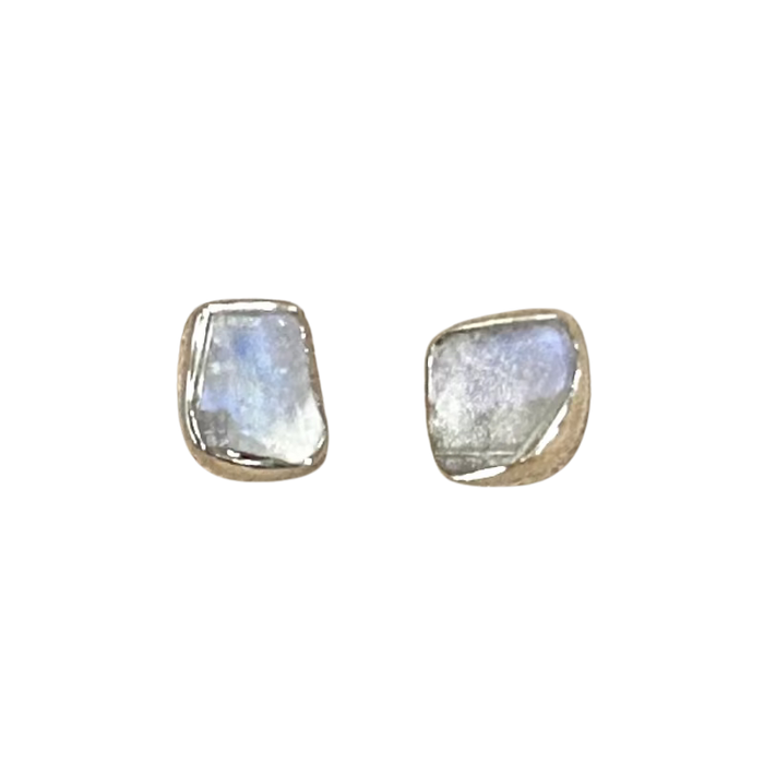 Moonstone (Rainbow) Rough Stud Earrings
