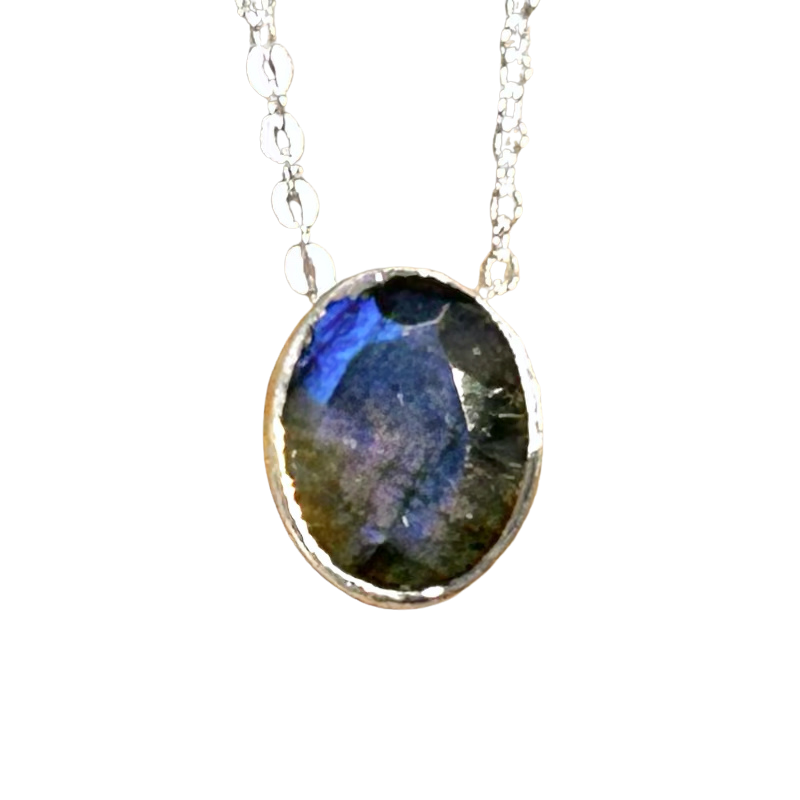 Labradorite and Sterling Silver Pendant on Chain