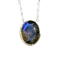Labradorite and Sterling Silver Pendant on Chain