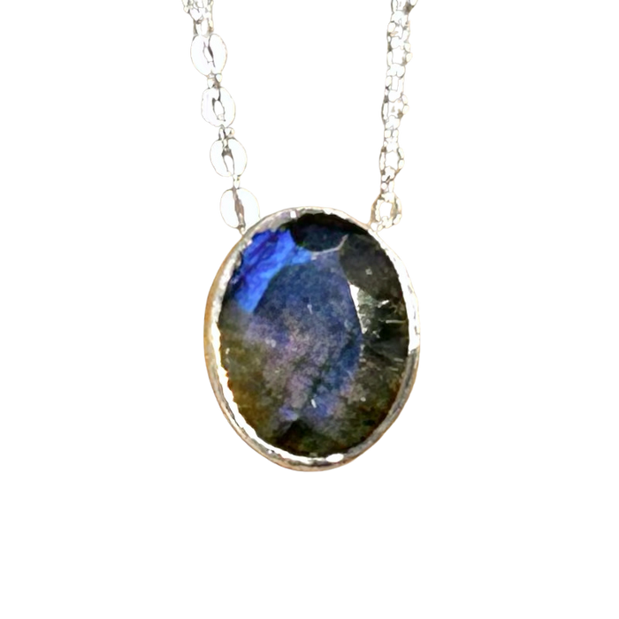 Labradorite and Sterling Silver Pendant on Chain
