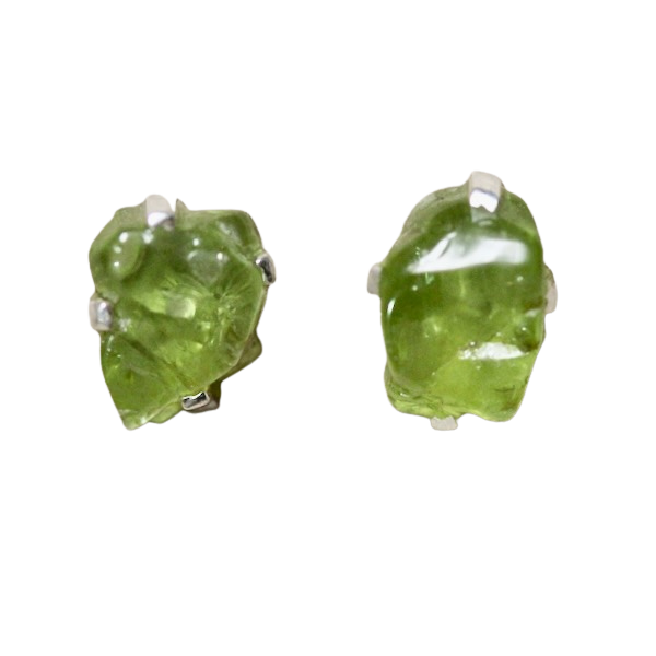 Peridot Rough Stud Earrings