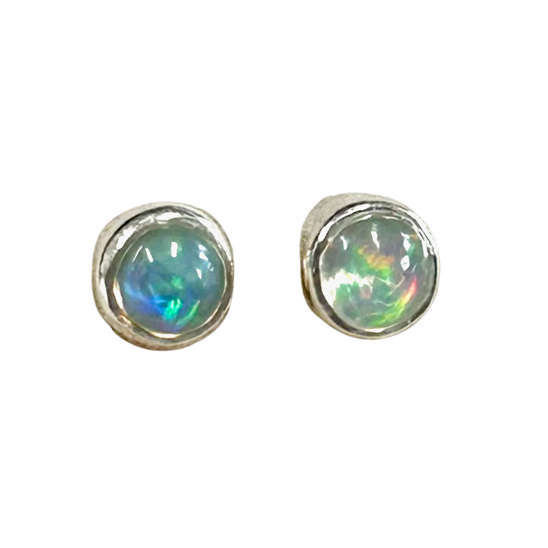 Opal Round Post Earrings