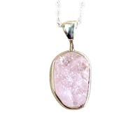 Rose Quartz (Rough) and Sterling Silver Pendant on Chain