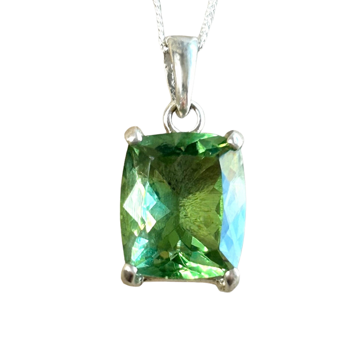 Fluorite Pendant with Sterling Silver Chain