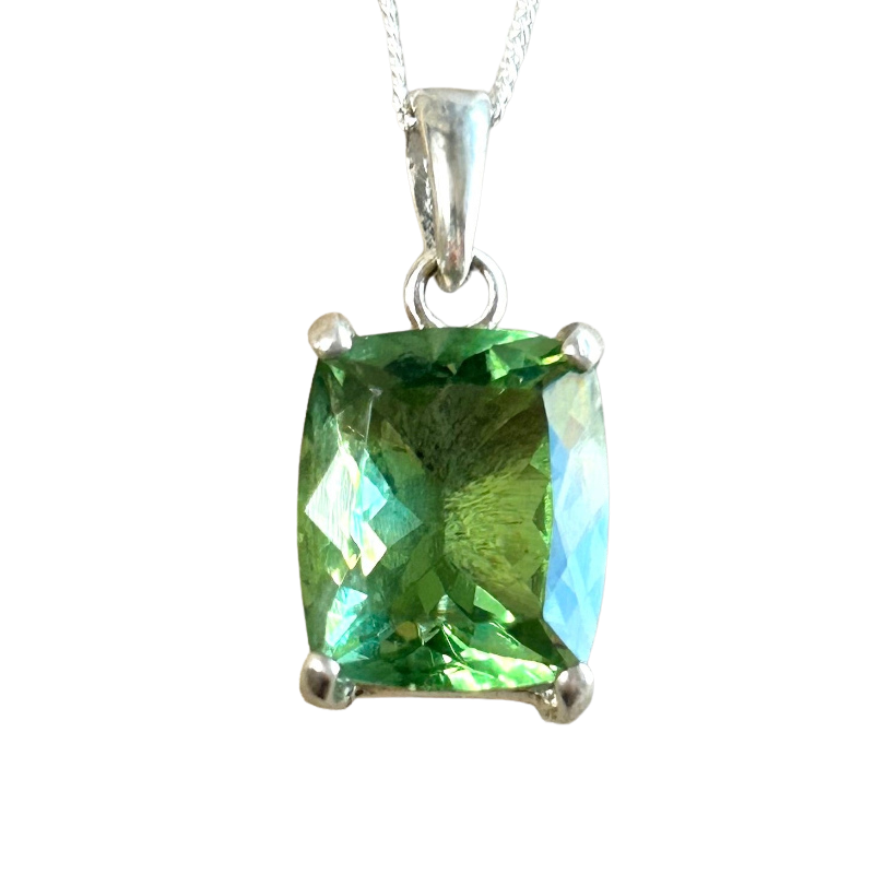 Fluorite Pendant with Sterling Silver Chain